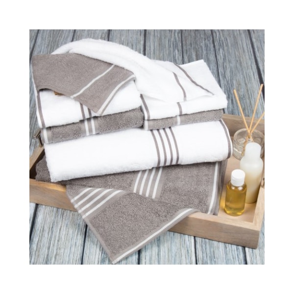Hastings Home Hastings Home Rio 8 Piece 100 Percent Cotton Towel Set - White and Silver 315825MVZ - main